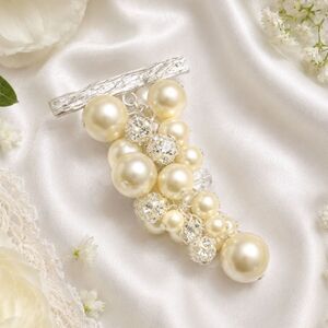 Vintage Faux Pearl and Rhinestone Grape Cluster Brooch